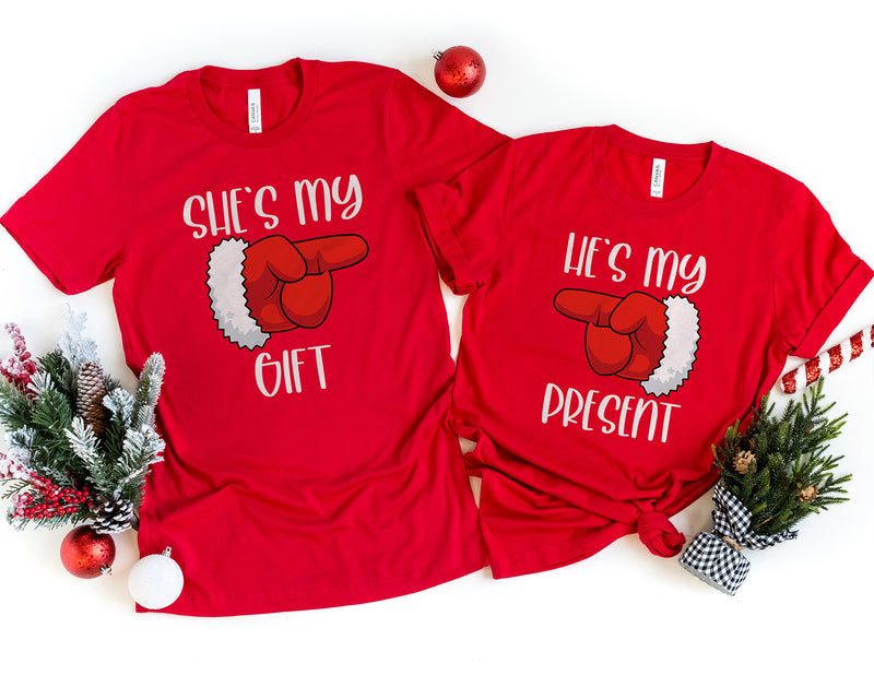 Gift Present Christmas Couples T-Shirts